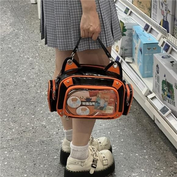 Cat Ita Bag Backpack Clear Window Pin Display Anime Kawaii School Bookbag Girls - Picture 3 of 7